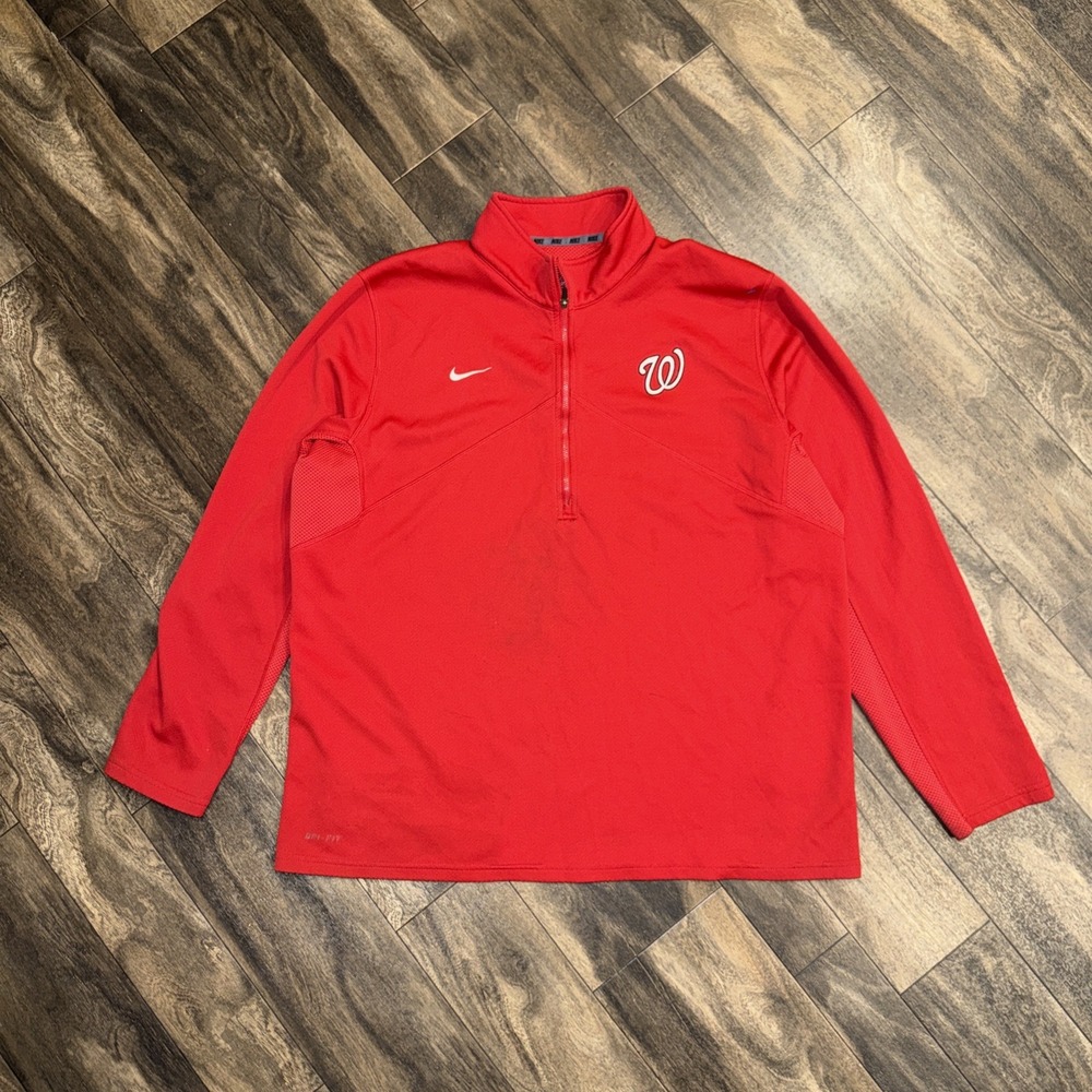 Nike Washington Nationals Half-Zip Performance Pullover Long-Sleeve Men's XL Red